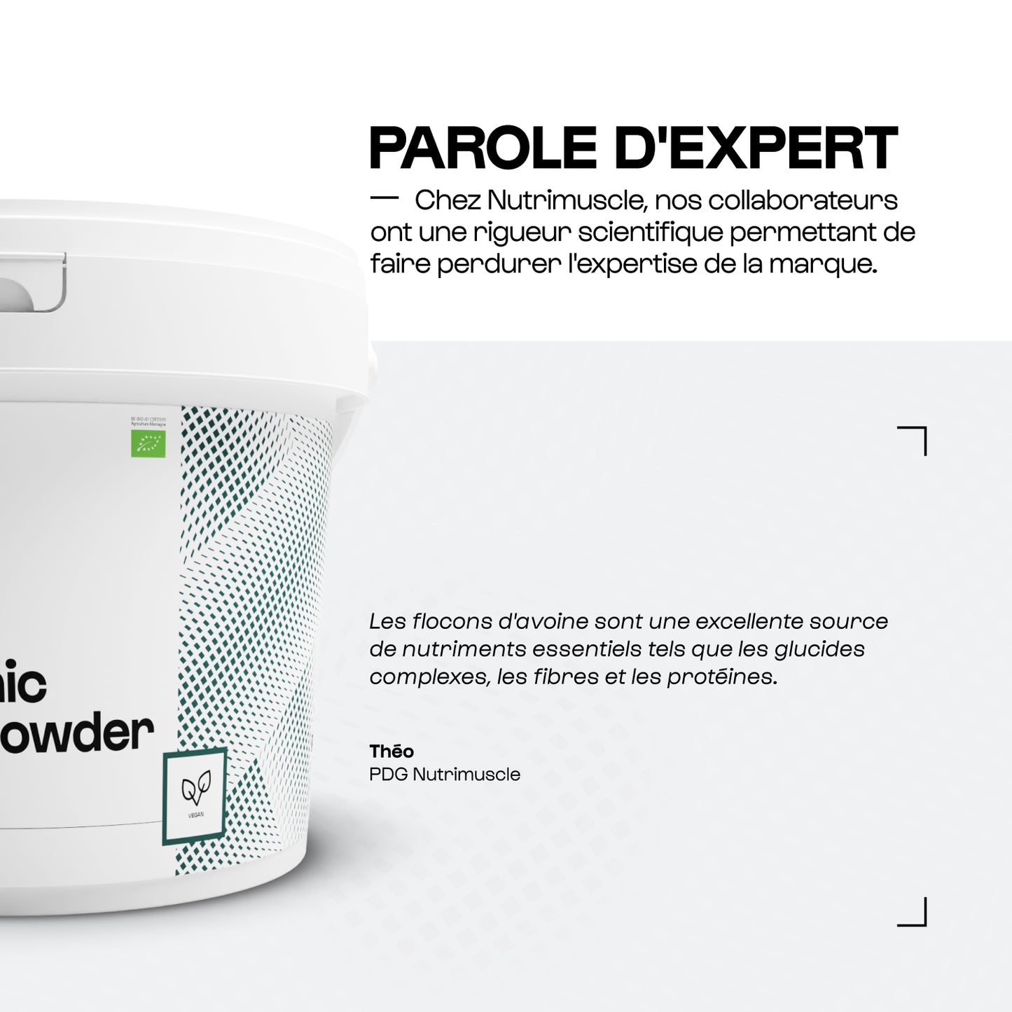 Flocons d'avoine biologiques en poudre