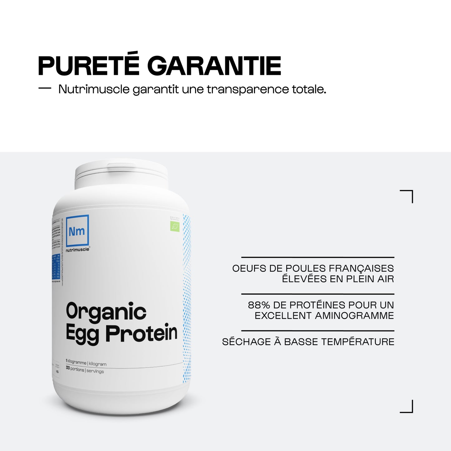 Protéine d'oeuf en poudre biologique