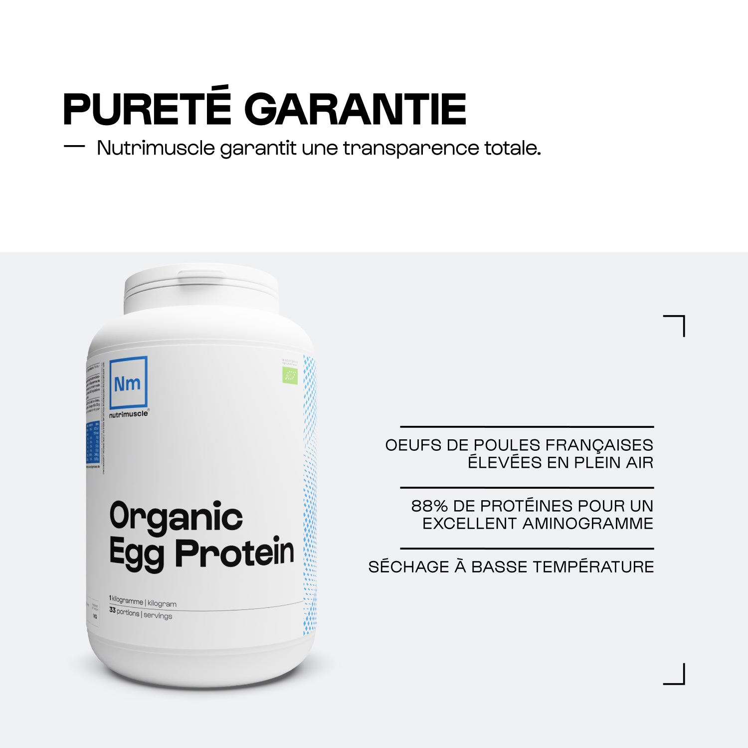 Protéine d'oeuf en poudre biologique