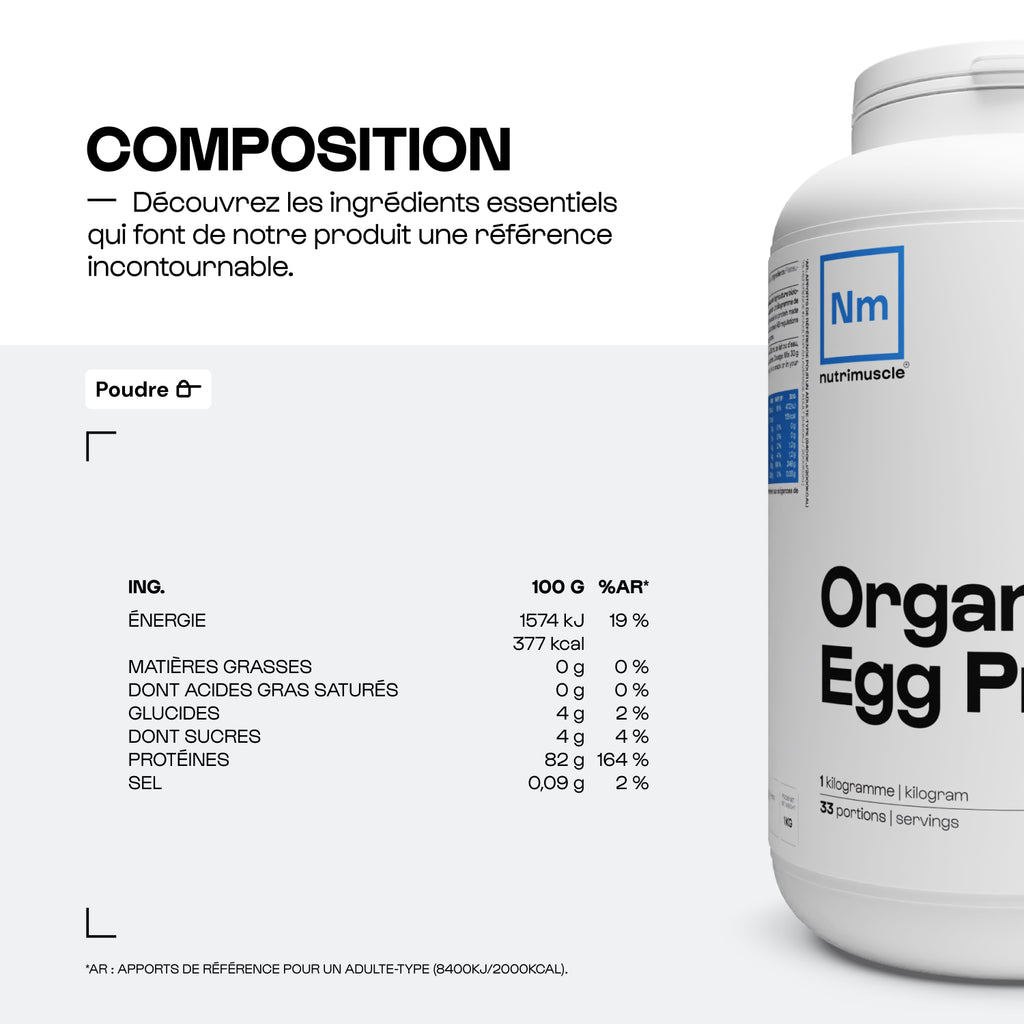 Protéine d'oeuf en poudre biologique