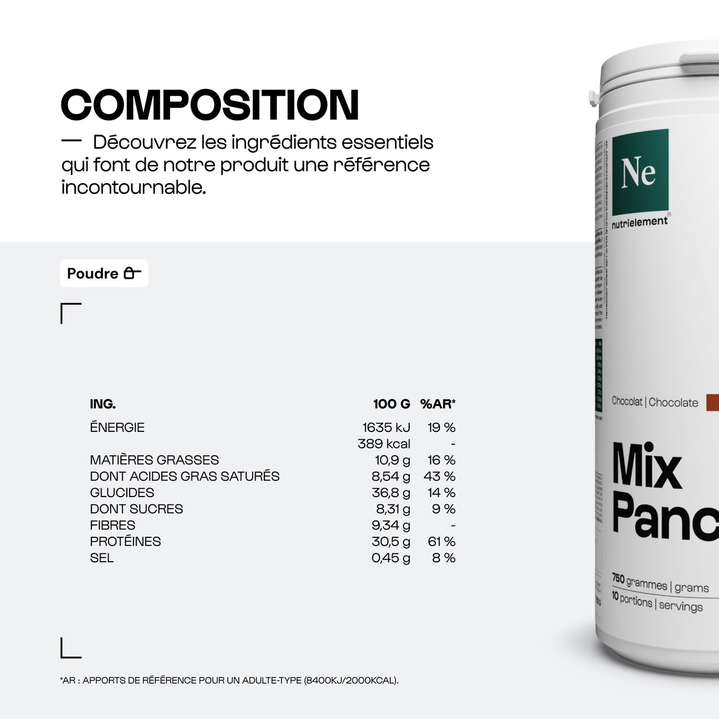Mix pancakes protéinés au chocolat