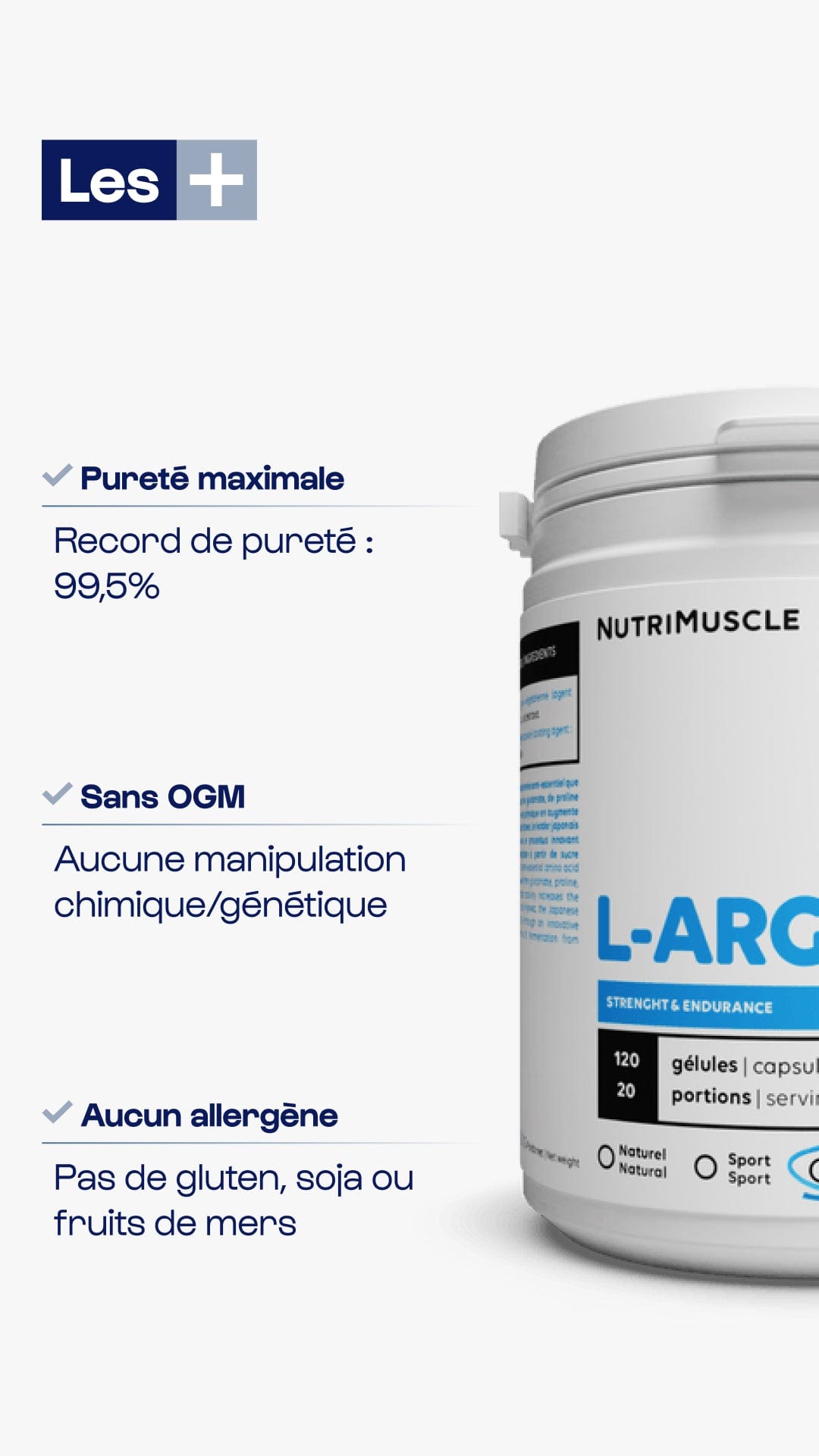 Nutrimuscle Acides aminés Arginine (L-Arginine Base)