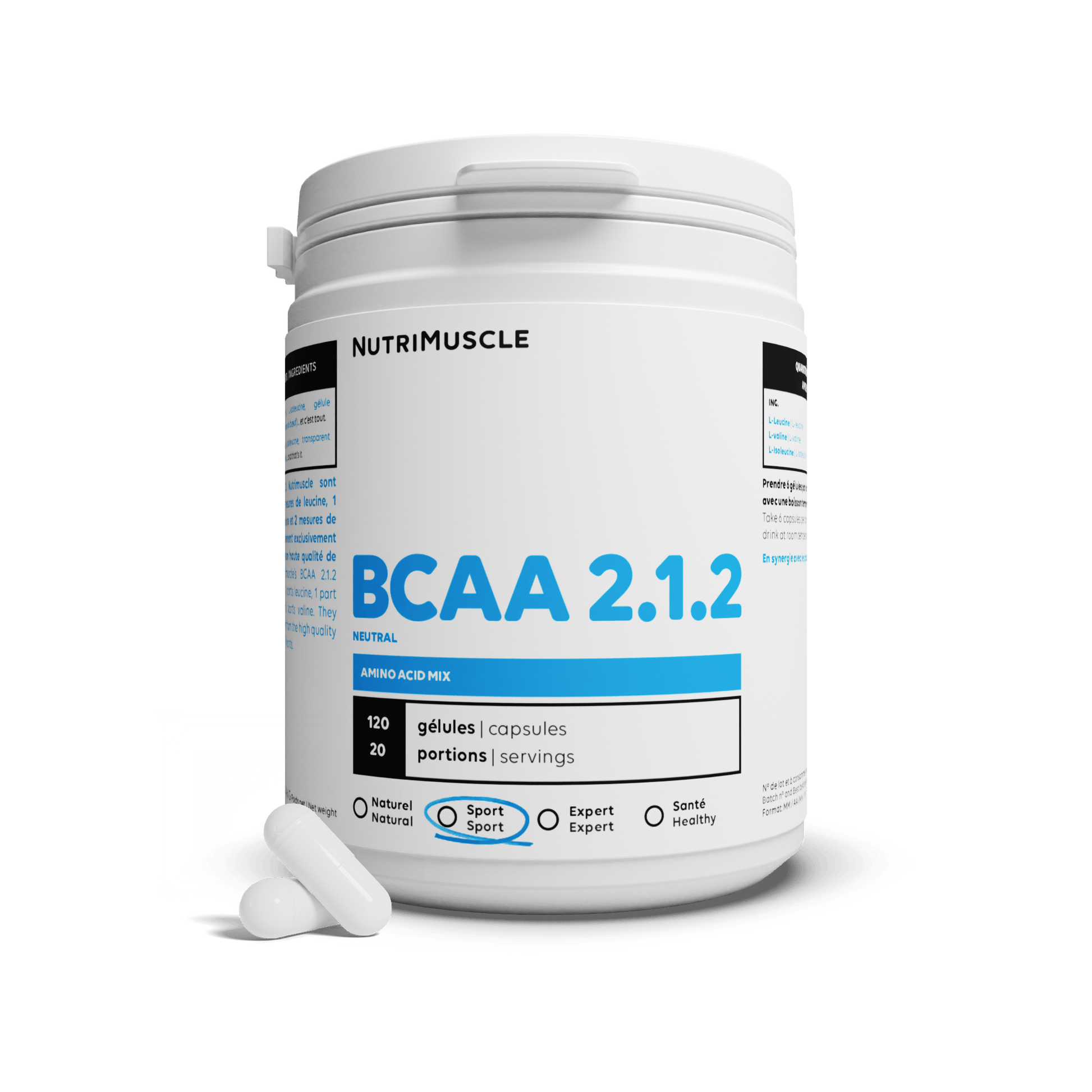 Nutrimuscle Acides aminés BCAA 2.1.2 Résistance en gélules