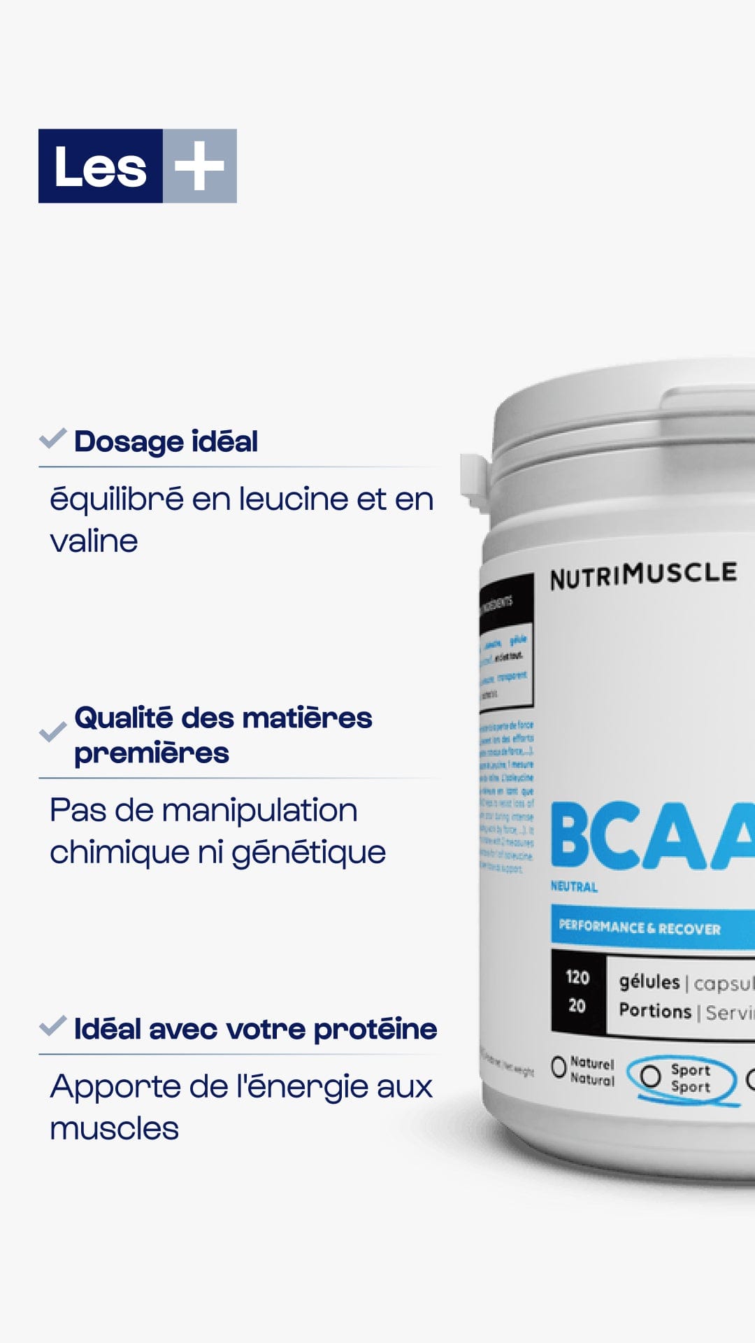 Nutrimuscle Acides aminés BCAA 2.1.2 Résistance en poudre
