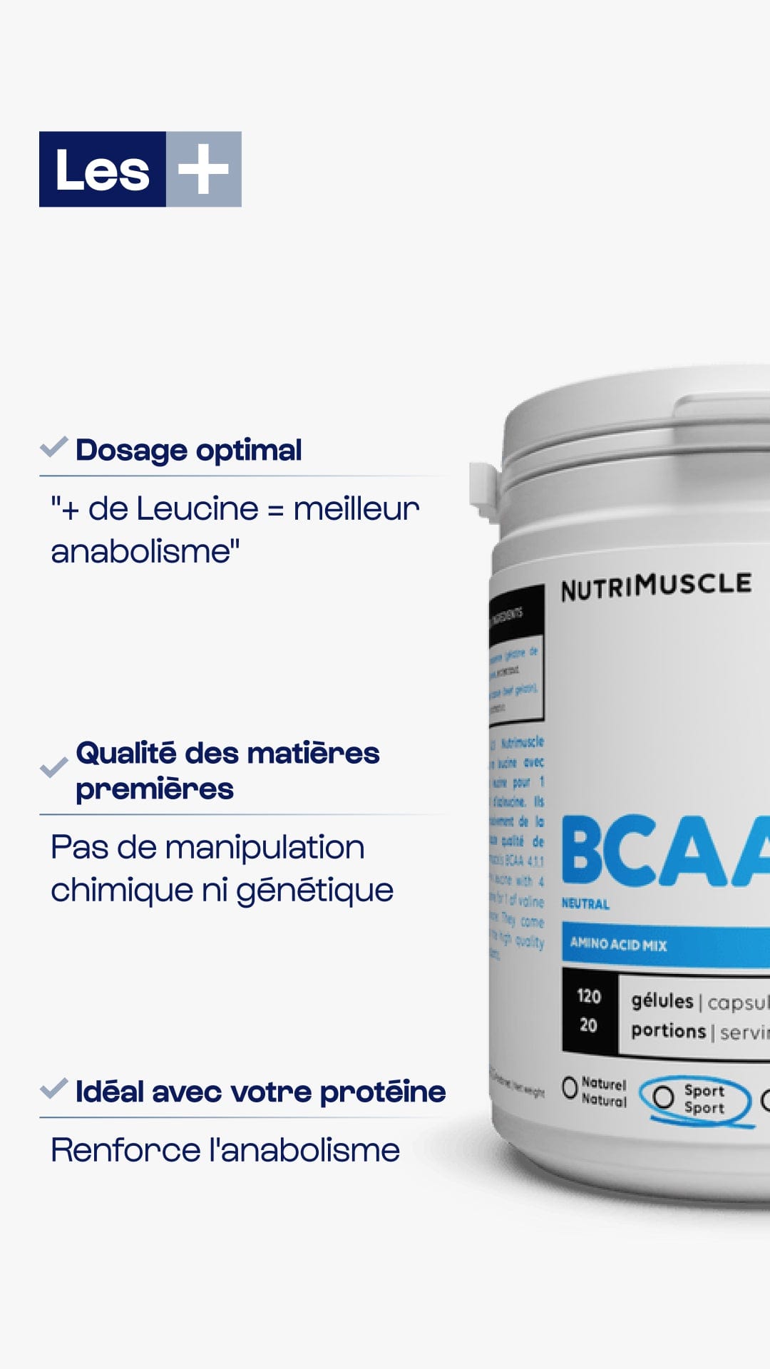 Nutrimuscle Acides aminés BCAA 4.1.1 Constructeurs en poudre