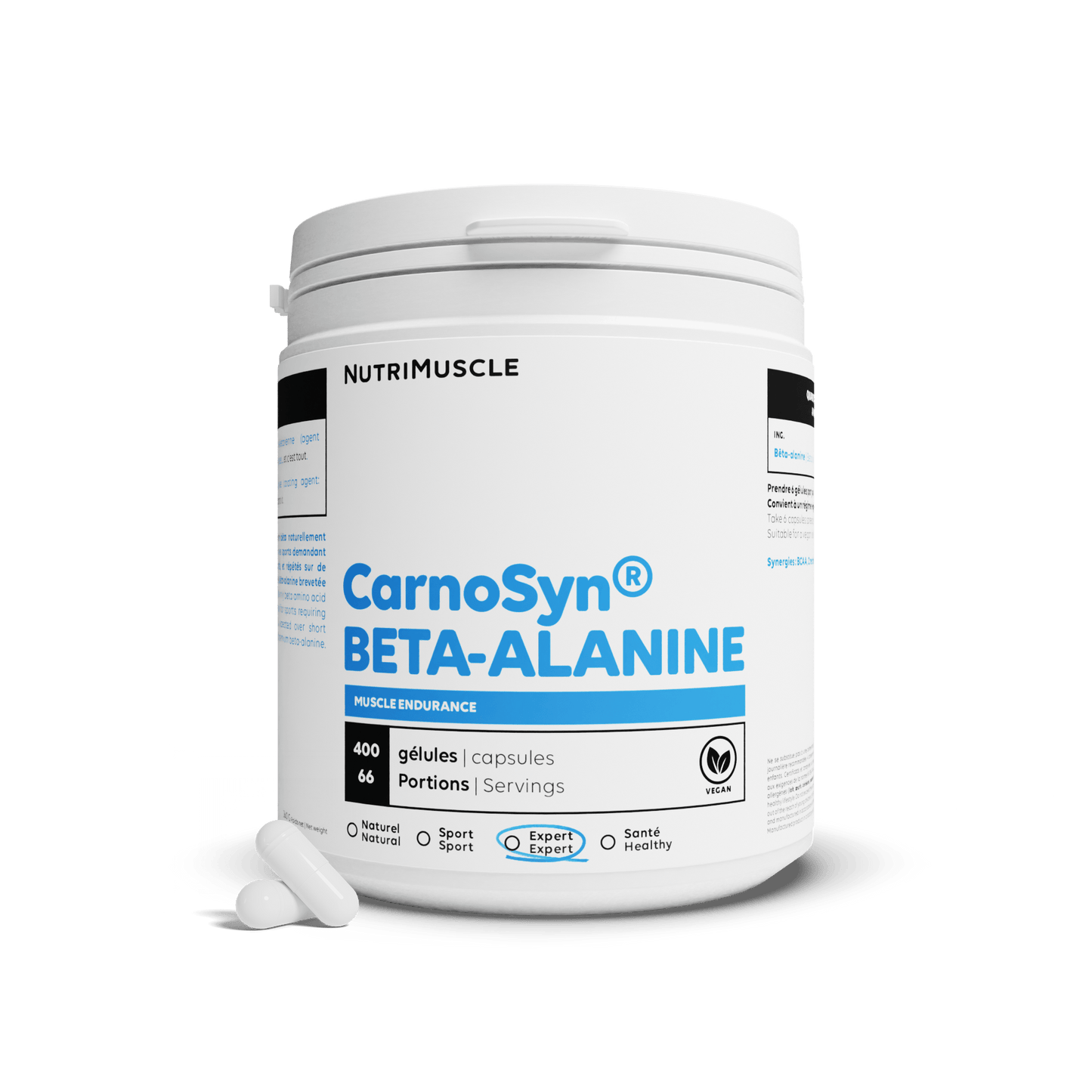 Nutrimuscle Acides aminés 400 gélules Bêta-Alanine Carnosyn® en gélules