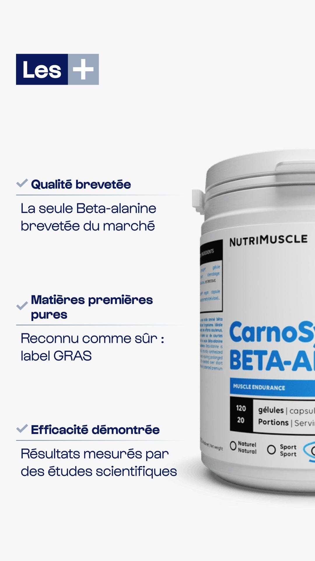 Nutrimuscle Acides aminés Bêta-Alanine Carnosyn® en gélules