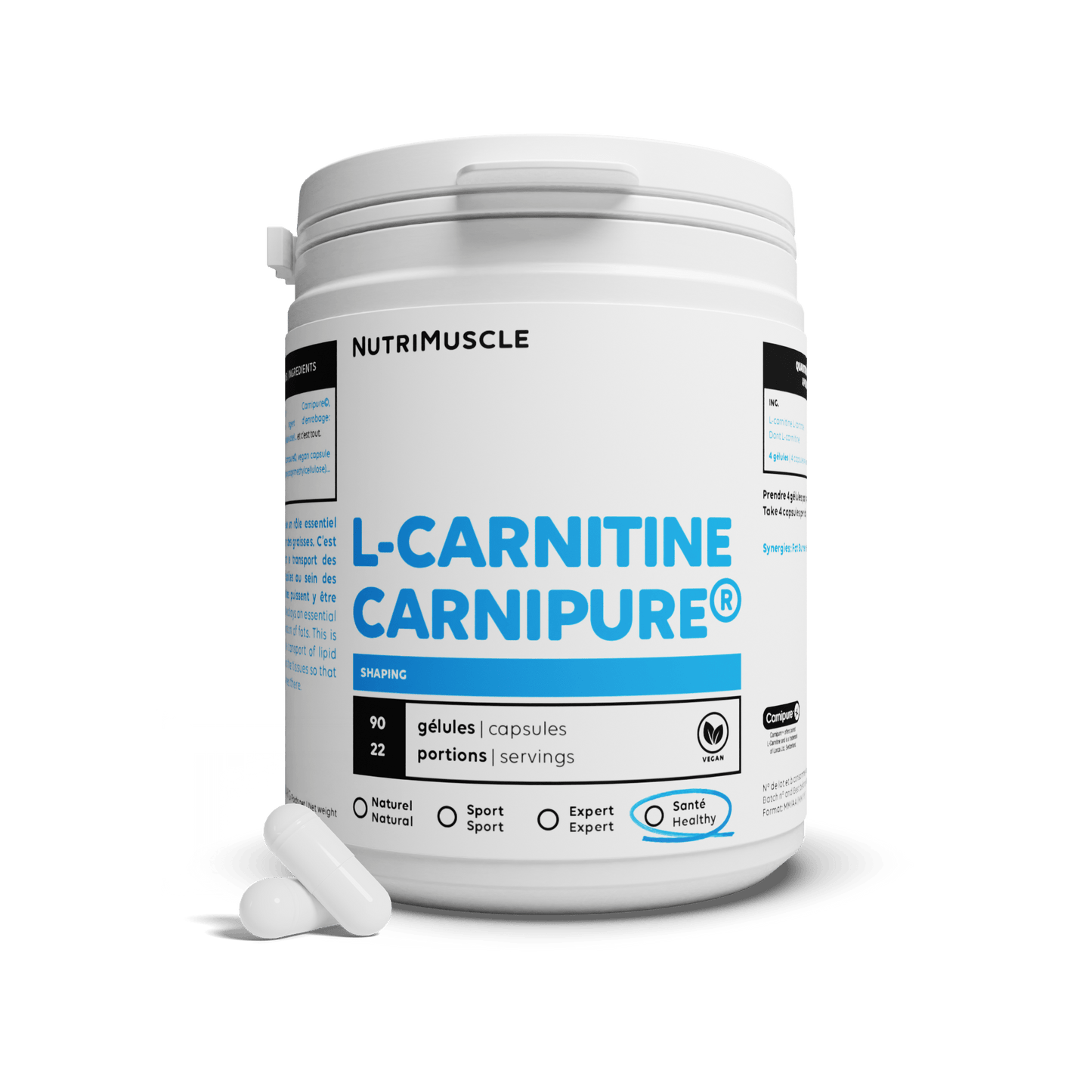 Nutrimuscle Acides aminés 90 gélules Carnitine Carnipure® en gélules