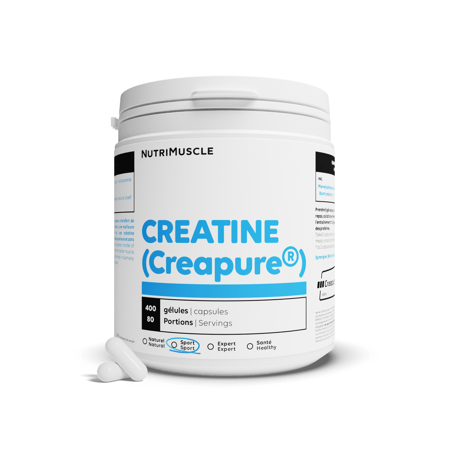 Nutrimuscle Acides aminés 400 gélules Créatine (Creapure®) en gélules