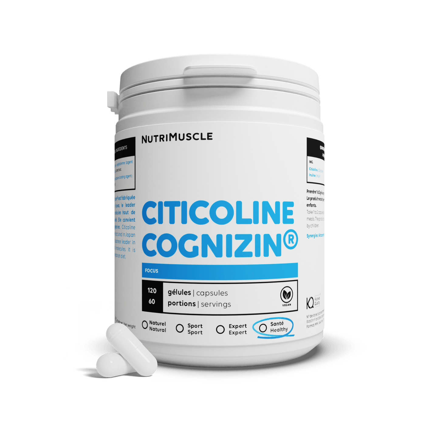 Nutrimuscle 120 gélules Citicoline (CDP-choline) en gélules