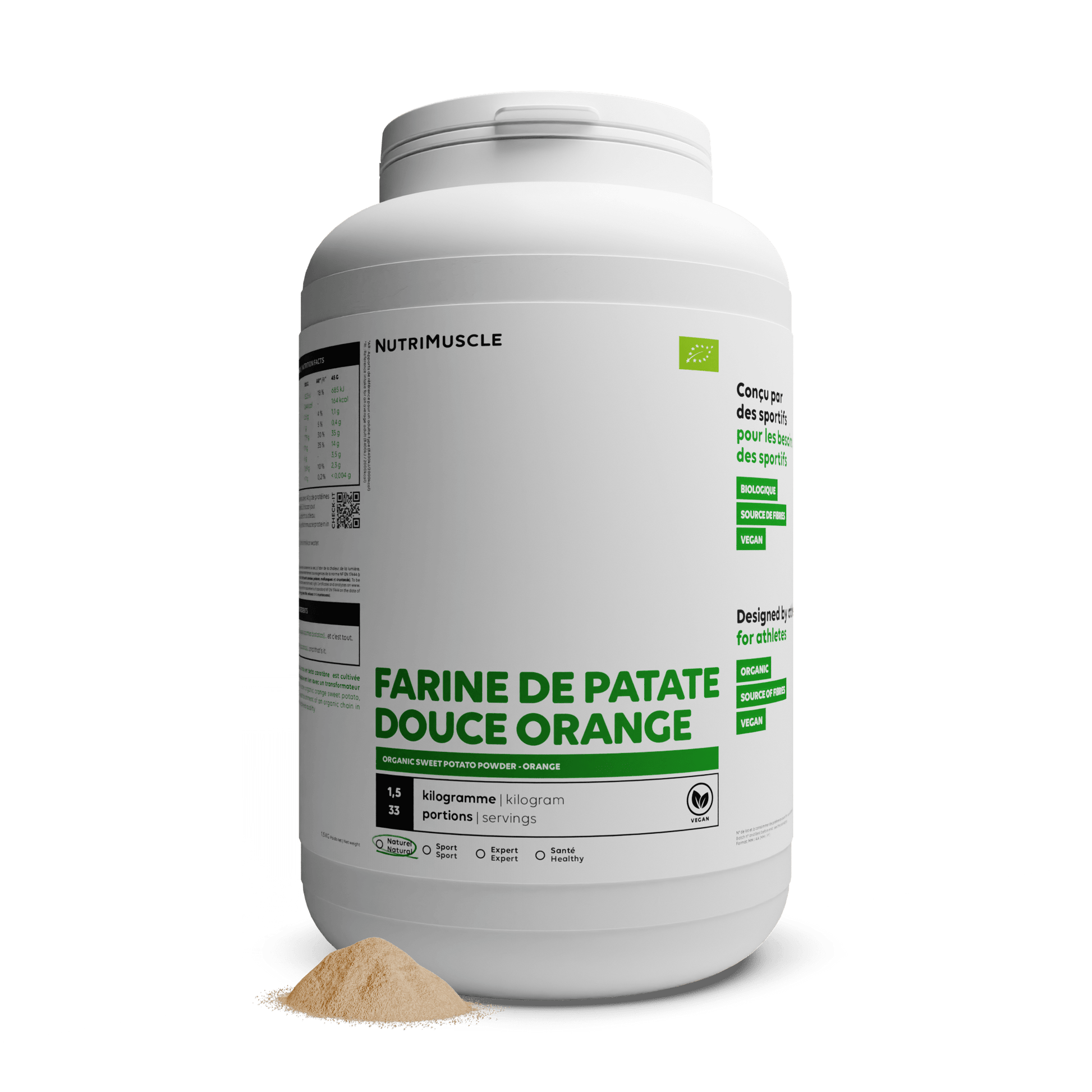Nutrimuscle Glucides 1.50 kg Farine de patate douce orange biologique