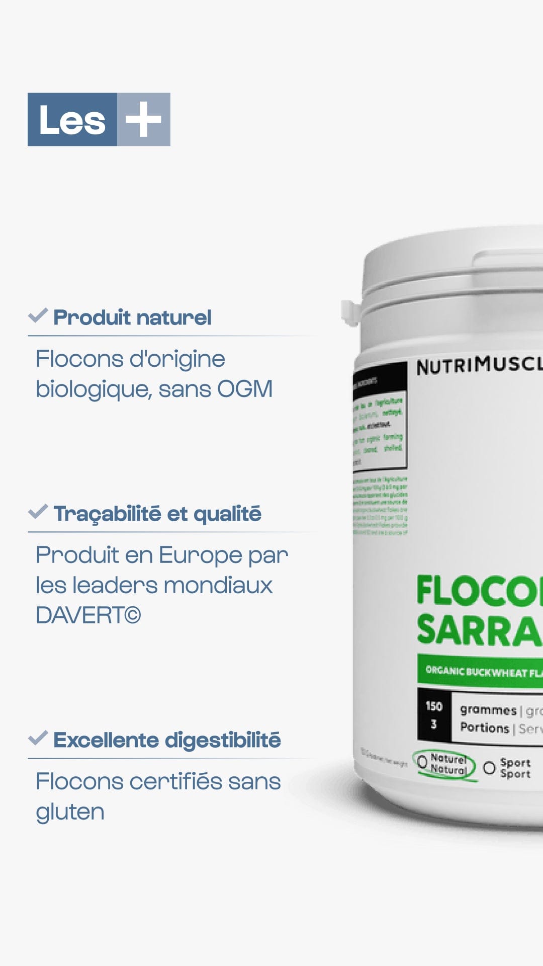 Nutrimuscle Glucides Flocons de sarrasin biologiques en poudre