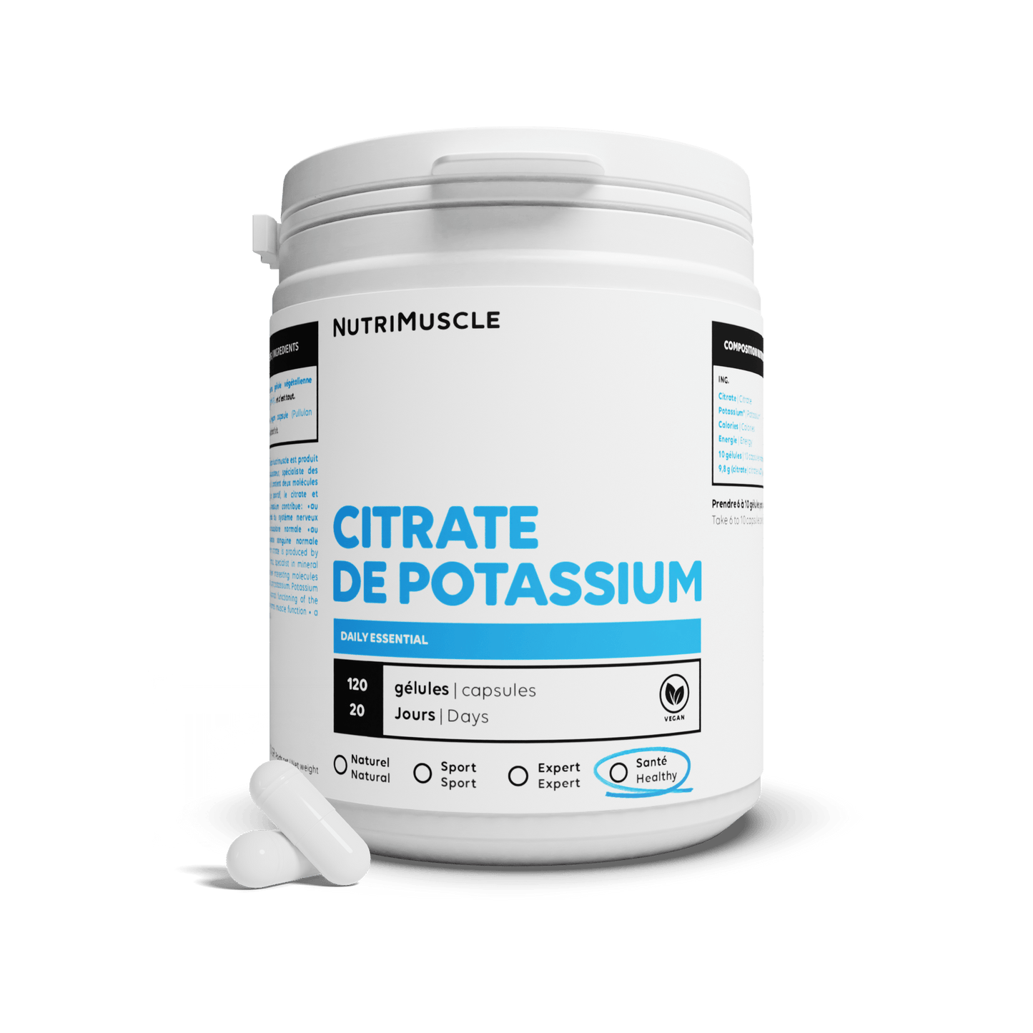 Nutrimuscle Minéraux 120 gélules Citrate de Potassium en gélules