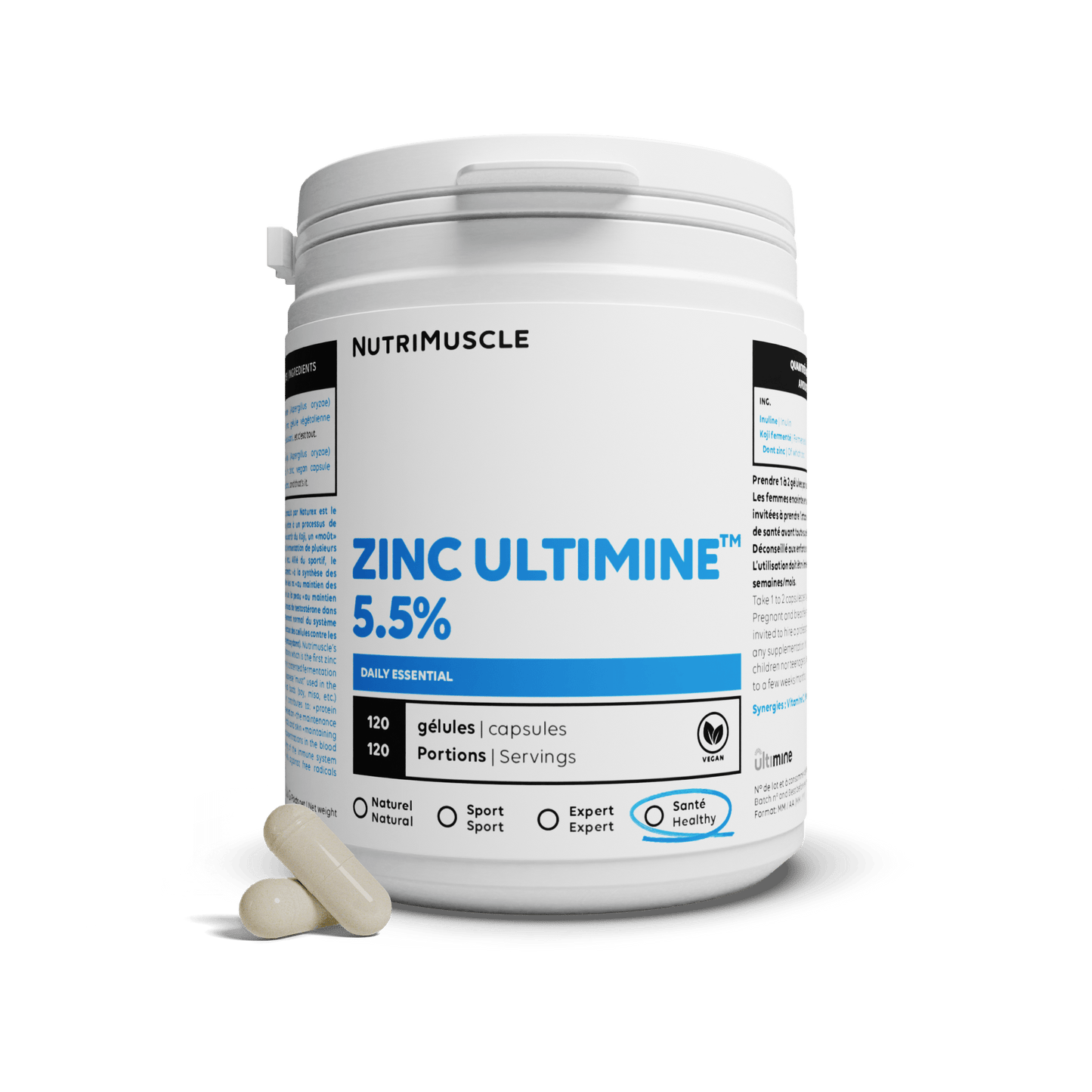 Nutrimuscle Minéraux 120 gélules Zinc Ultimine 5,5%