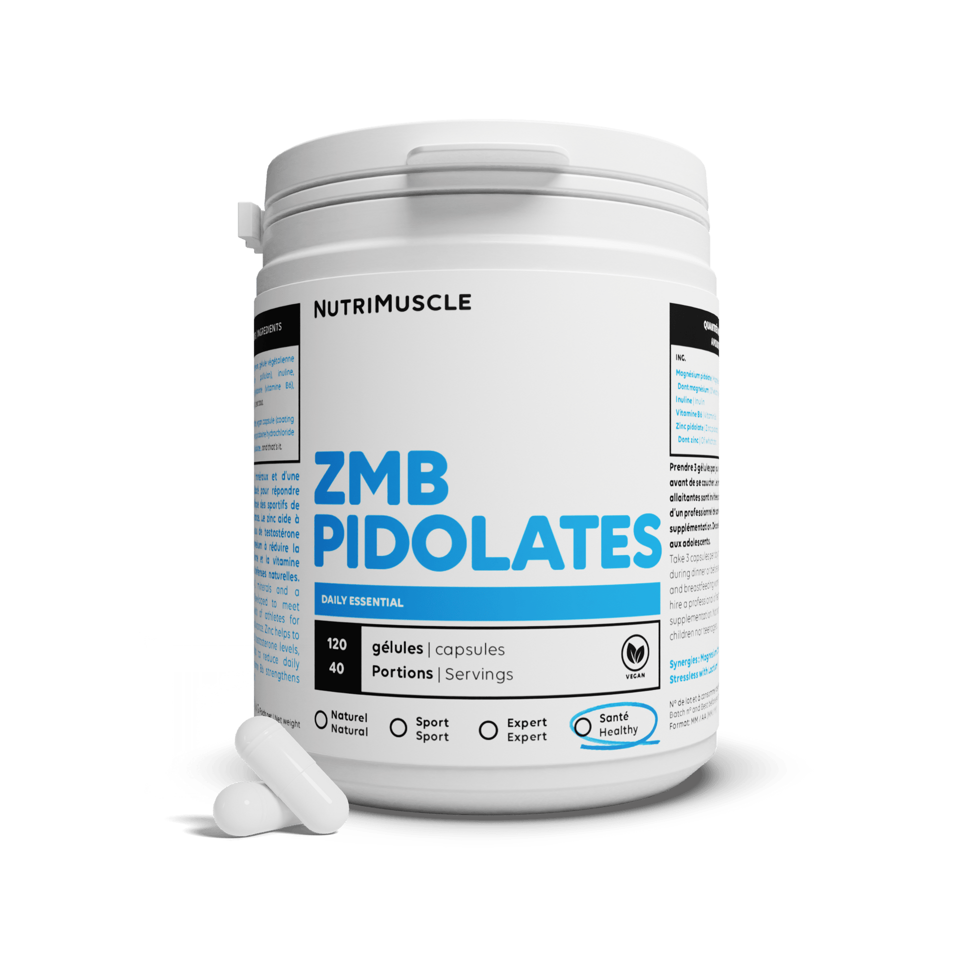 Nutrimuscle Minéraux 120 gélules ZMB Pidolates