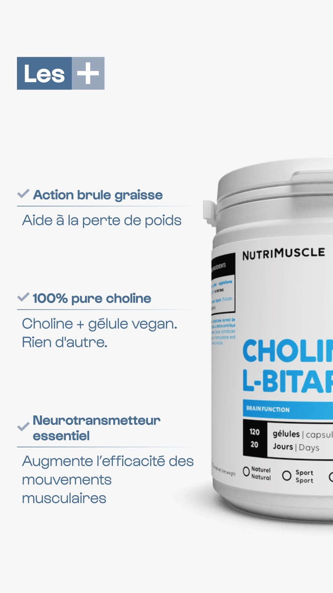 Nutrimuscle Nutriments Choline L-Bitartrate en poudre
