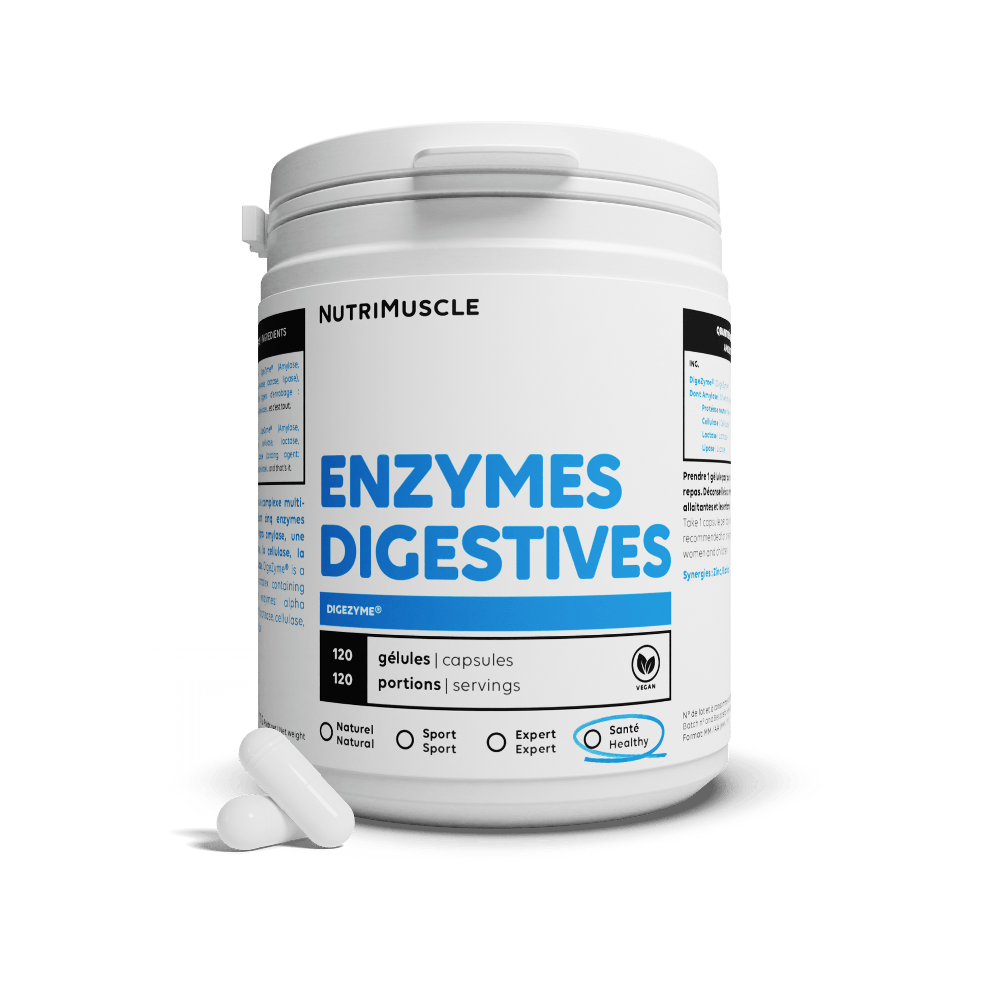 Nutrimuscle Nutriments 120 gélules Enzymes digestives (Digezyme®)