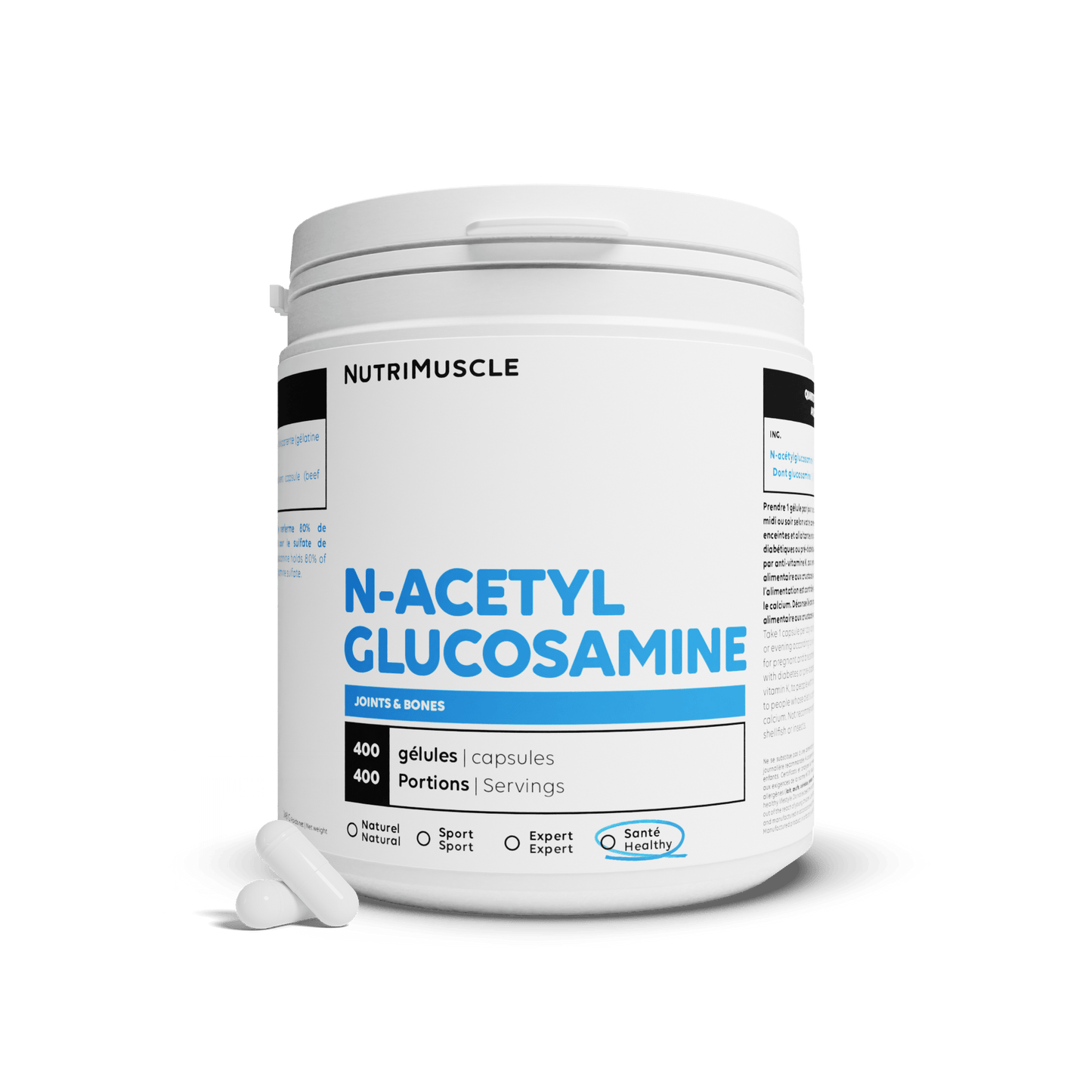 Nutrimuscle Nutriments 400 gélules Glucosamine (N-Acetylglucosamine) en gélules