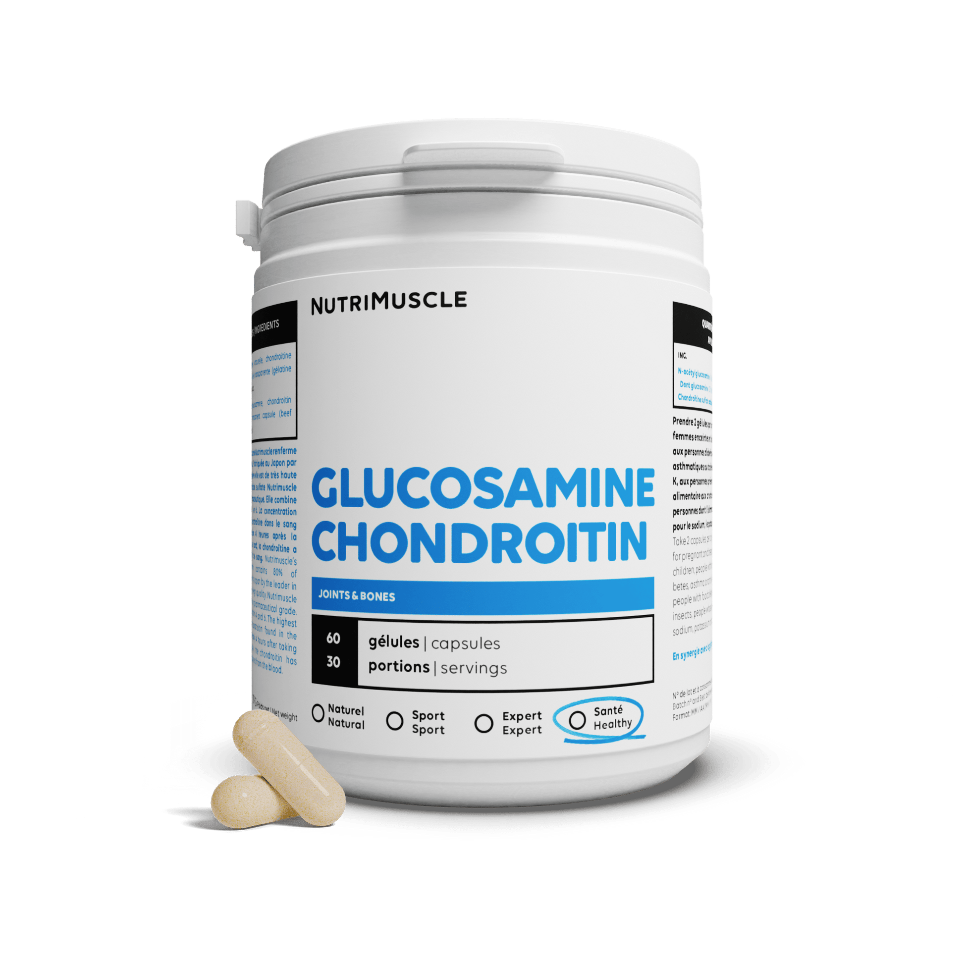 Nutrimuscle Nutriments 60 gélules Mix Glucosamine + Chondroïtine en gélules