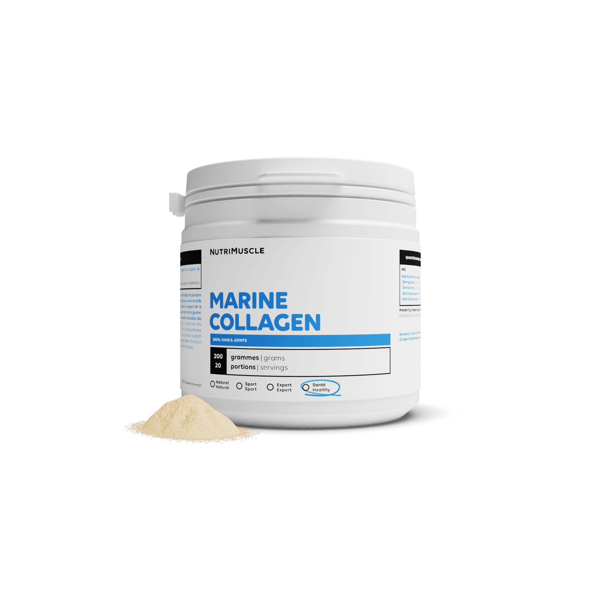 Nutrimuscle Protéines Nature / 200 g Collagène Marin Peptan® 1 en poudre