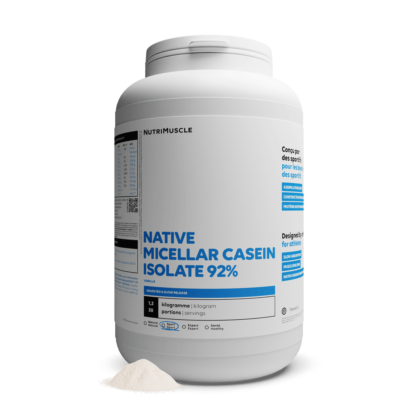 Nutrimuscle Protéines Vanille / 1.20 kg Isolat de caséine micellaire 92%