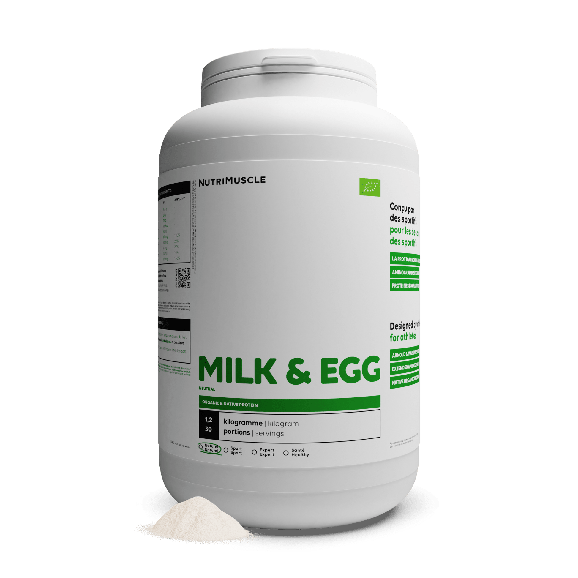 Nutrimuscle Protéines 1.20 kg Milk & Egg Biologique