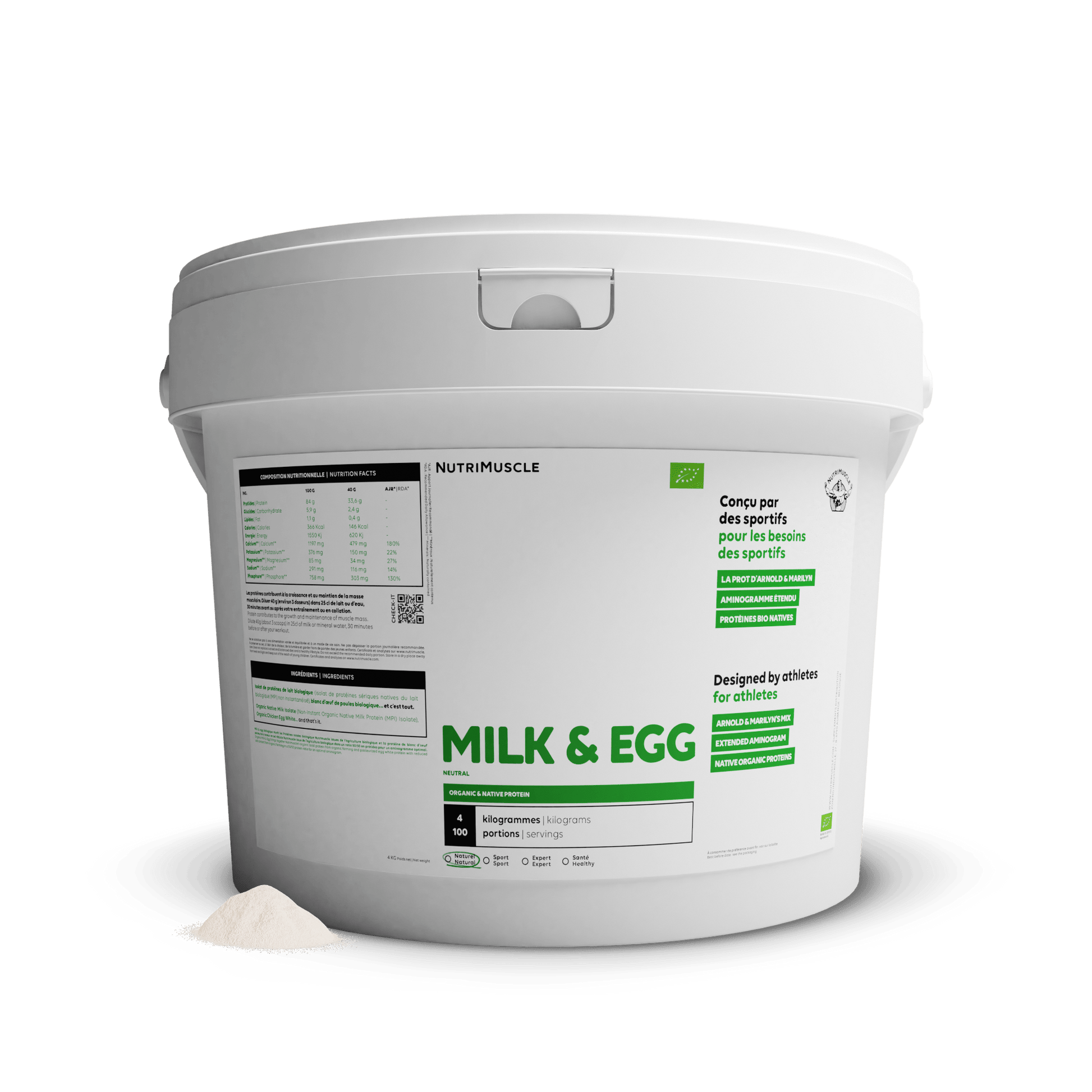 Nutrimuscle Protéines 4.00 kg Milk & Egg Biologique