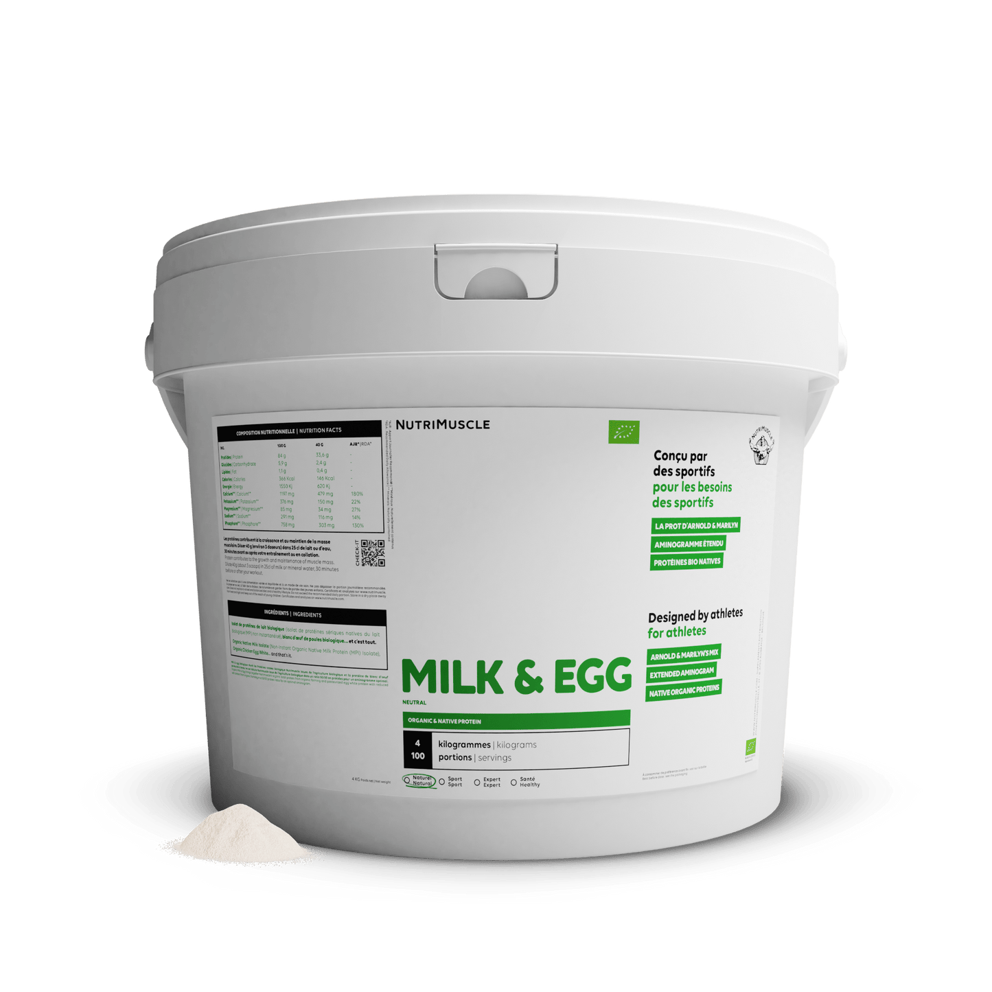 Nutrimuscle Protéines 4.00 kg Milk & Egg Biologique