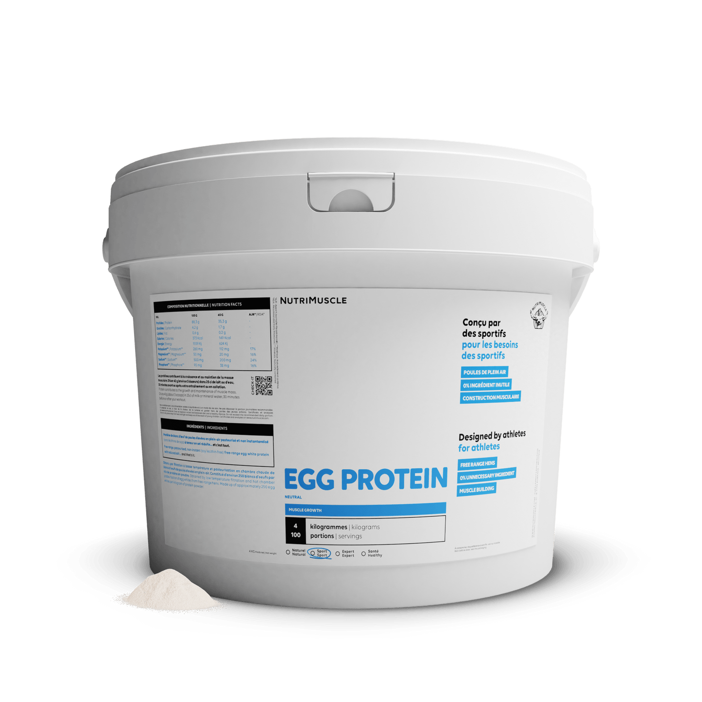 Nutrimuscle Protéines Nature / 4.00 kg Protéine d'œuf en poudre