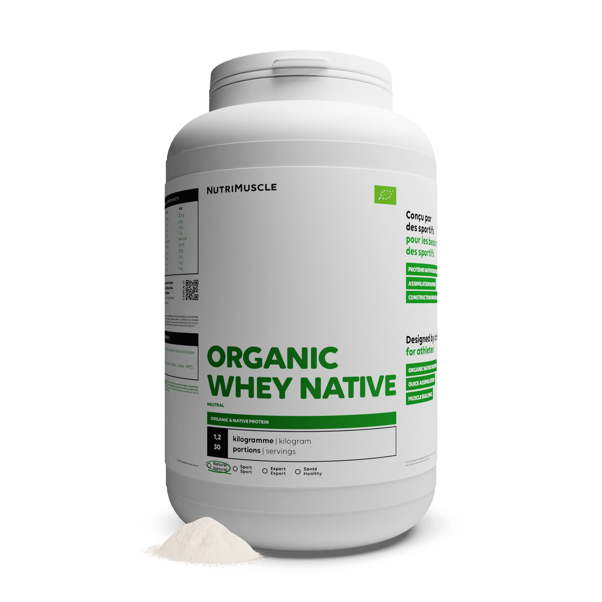 Nutrimuscle Protéines 1.20 kg Whey Native Biologique