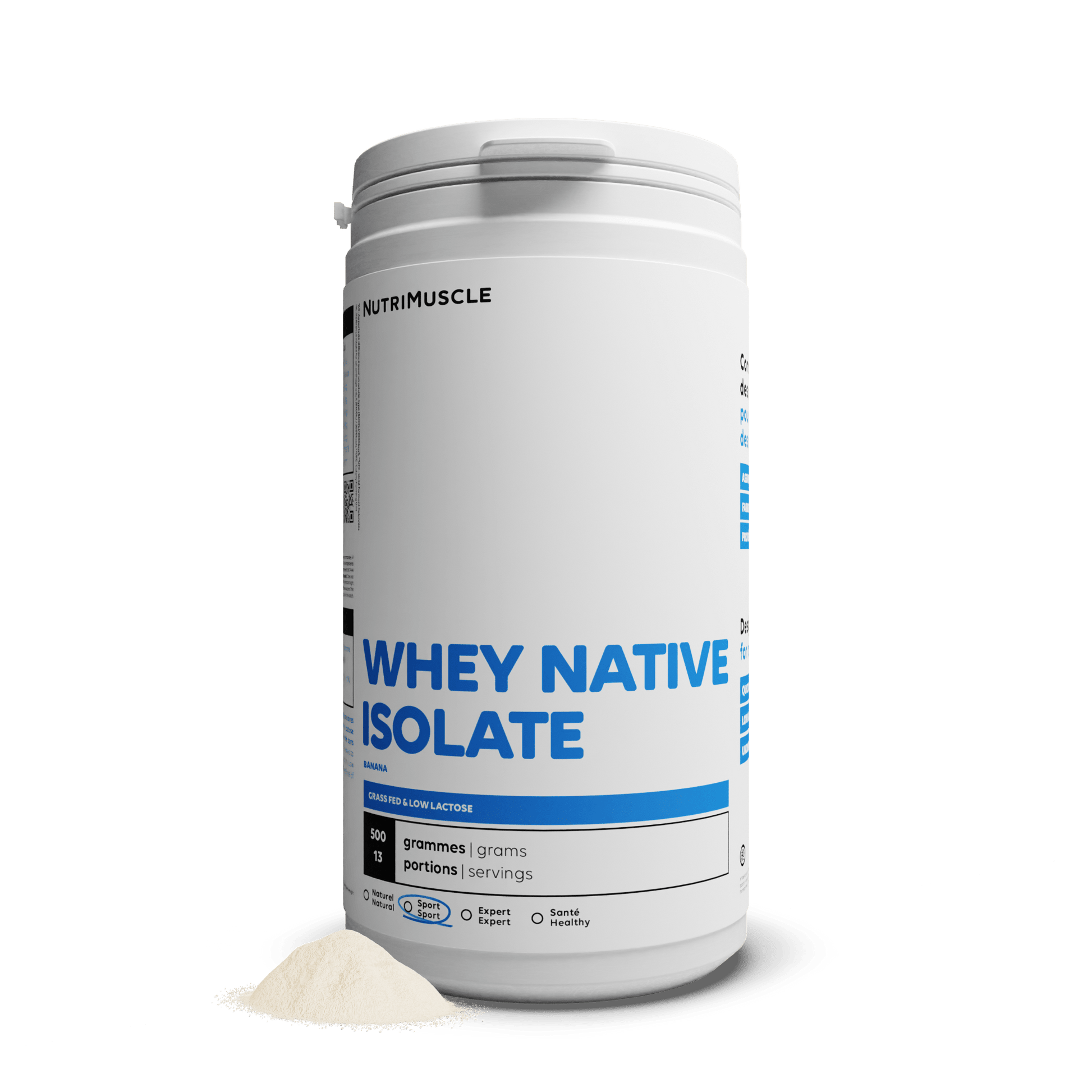 Nutrimuscle Protéines Banane / 500 g Whey Native Isolate (Low lactose)