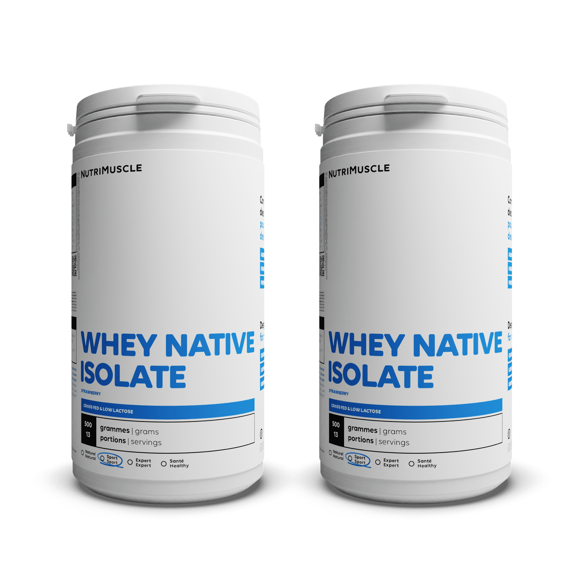Nutrimuscle Protéines Fraise / 1.00 kg Whey Native Isolate (Low lactose)