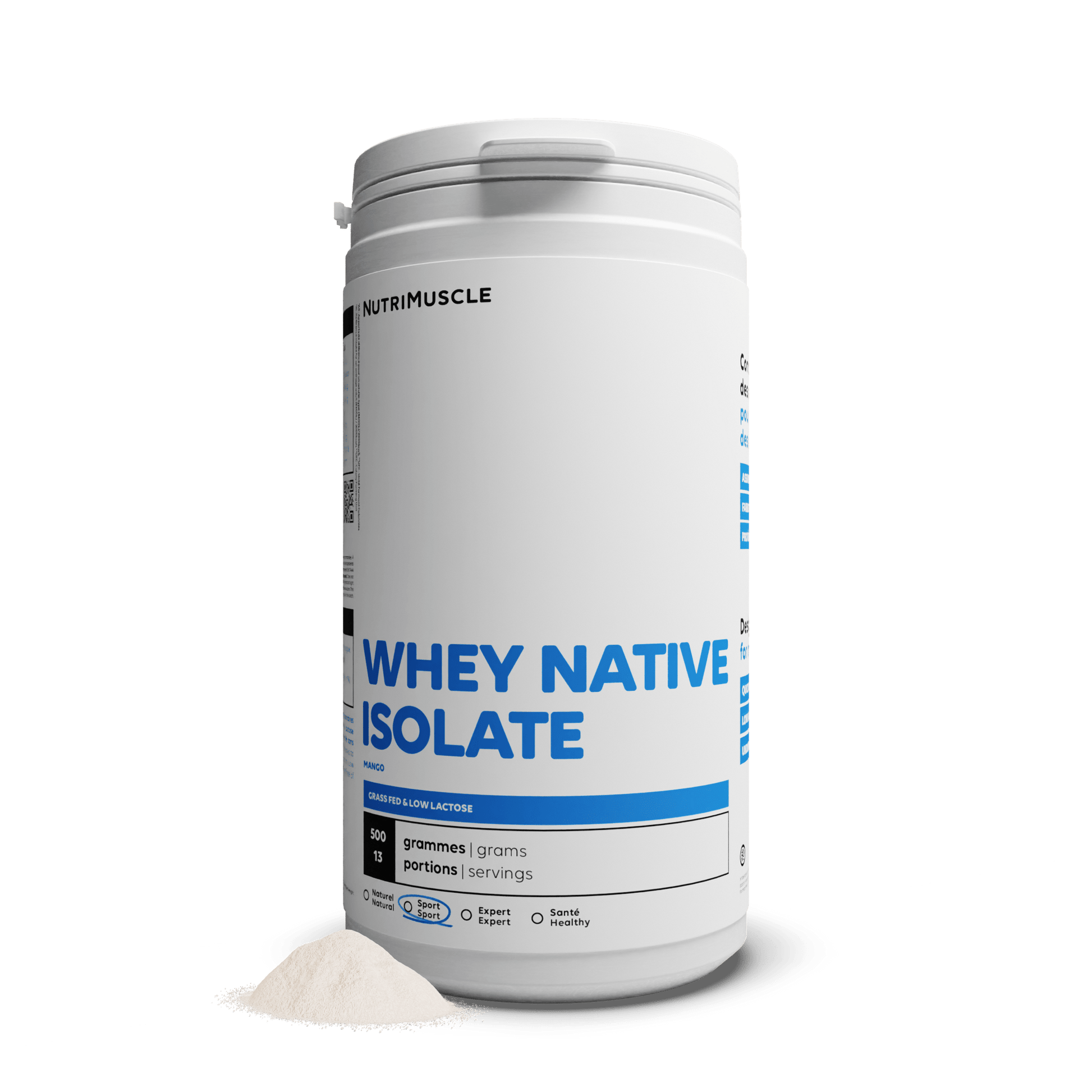 Nutrimuscle Protéines Mangue / 500 g Whey Native Isolate (Low lactose)